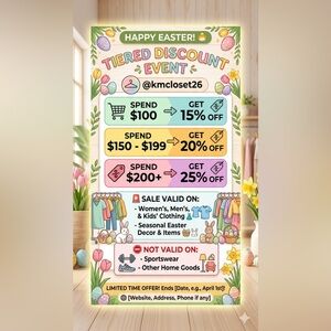 🐣 EASTER TIERED SALE IS LIVE! 🐣
Save more when you 
15%-25% OFF 🐣